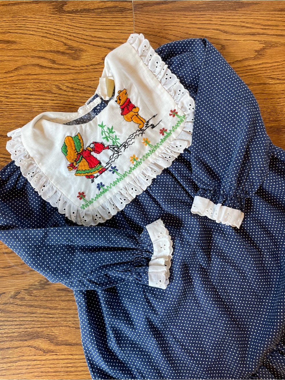 Vintage 70s Winnie The Pooh Holly Hobbie Dress Prairie Farm CottageCore Size 6